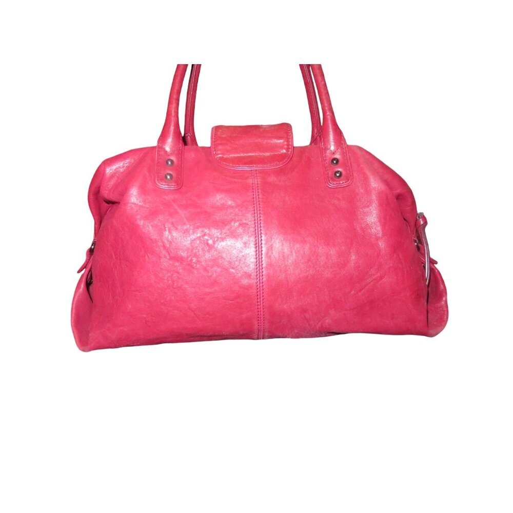 Botkier Bianca Red Italian Distressed Leather Satchel Weekender Duffle - Picture 2 of 14